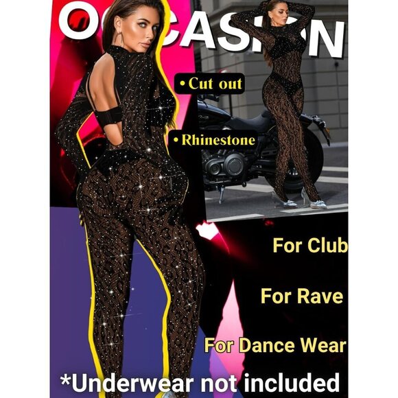 🆕Women Black Sexy Lace Jumpsuit Leopard Fishnet Bodysuit Outfits Mesh Lingerie - Picture 3 of 7